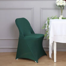 10 Pack Hunter Emerald Green Spandex Folding Slip On Chair Covers, Stretch Fitted Chair Covers