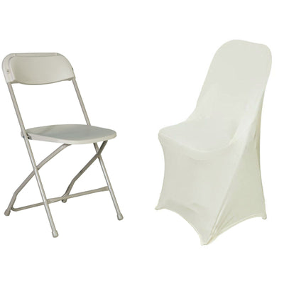 Stretch Spandex Folding Chair Cover Ivory - Durable 160GSM Fitted Slipcover