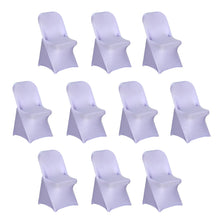 10 Pack Lavender Spandex Folding Slip On Chair Covers, Lilac Stretch Fitted Chair Covers#whtbkgd