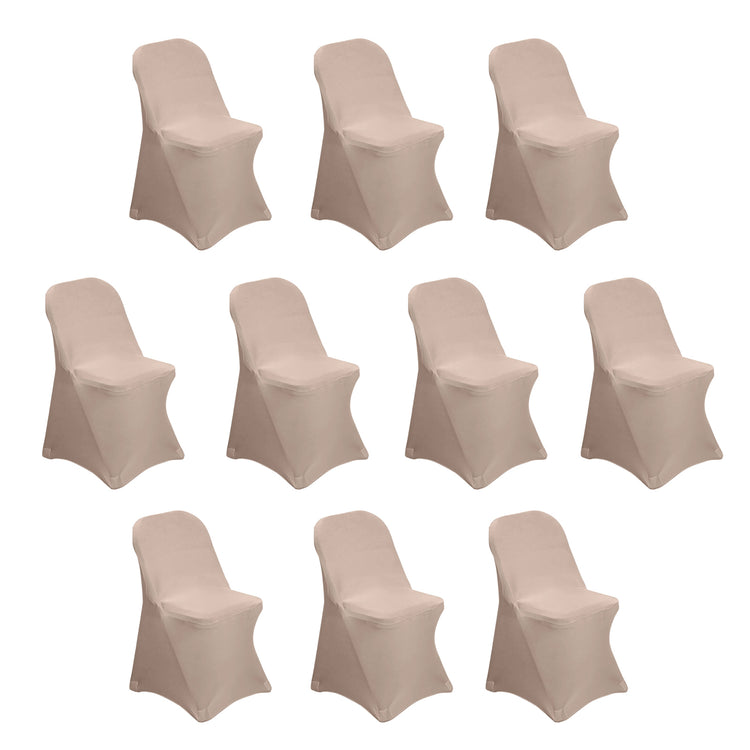 10 Pack Nude Spandex Folding Slip On Chair Covers, Stretch Fitted Chair Covers - 160 GSM#whtbkgd