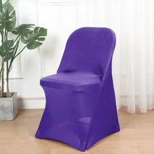 10 Pack Purple Spandex Folding Slip On Chair Covers, Stretch Fitted Chair Covers - 160 GSM