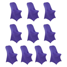 10 Pack Purple Spandex Folding Slip On Chair Covers, Stretch Fitted Chair Covers - 160 GSM