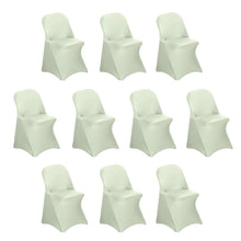 10 Pack Sage Green Spandex Folding Slip On Chair Covers, Stretch Fitted Chair Covers#whtbkgd