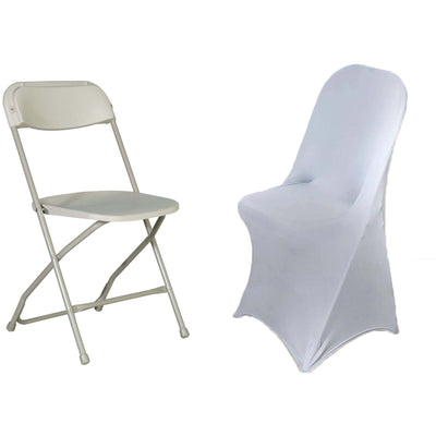 Stretch Spandex Folding Chair Cover Silver - Durable 160GSM Fitted Slipcover