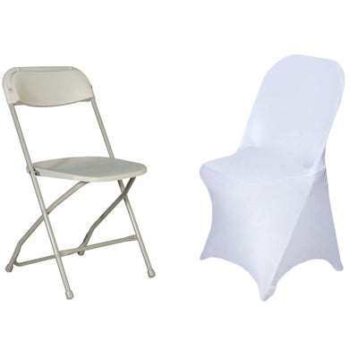 Stretch Spandex Folding Chair Cover White - Durable 160GSM Fitted Slipcover for Weddings & Events