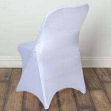 White Spandex Stretch Fitted Folding Slip On Chair Cover - 160 GSM