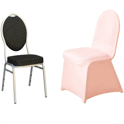 Spandex Stretch Fitted Banquet Chair Cover 160GSM Blush - Durable Slip-On Slipcover