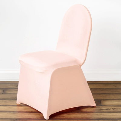 10 Pack Spandex Fitted Banquet Chair Covers Blush - Reusable Stretch Slip-On Slipcovers