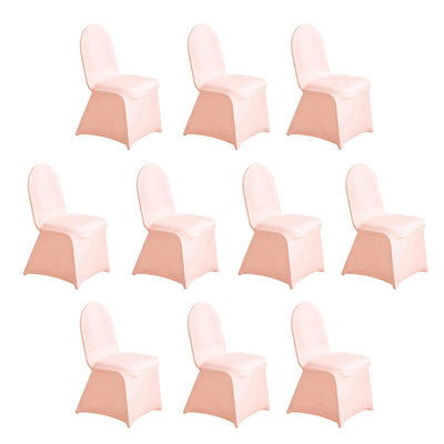 10 Pack Spandex Fitted Banquet Chair Covers Blush - Reusable Stretch Slip-On Slipcovers