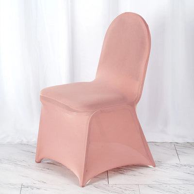 10 Pack Spandex Fitted Banquet Chair Covers Dusty Rose - Reusable Stretch Slip-On Slipcovers