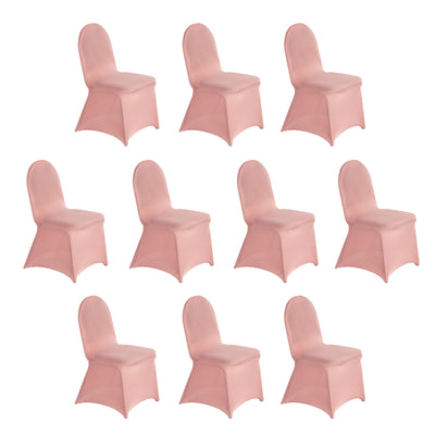 10 Pack Spandex Fitted Banquet Chair Covers Dusty Rose - Reusable Stretch Slip-On Slipcovers
