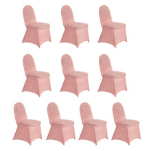 10 Pack Dusty Rose Spandex Fitted Banquet Chair Covers, Reusable Stretched Slip On Chair Covers