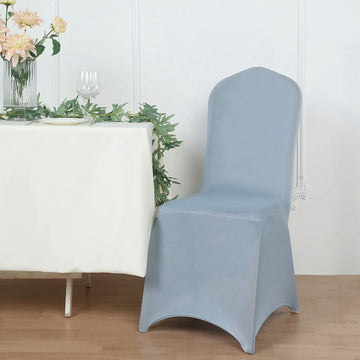 <h3 style="margin-left:0px;"><span style="background-color:transparent;color:#000000;">Elegant and Stretchy Dusty Blue Spandex Banquet Chair Cover</span>