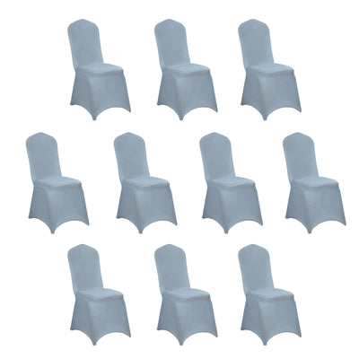 10 Pack Spandex Fitted Banquet Chair Covers Dusty Blue - Reusable Stretch Slip-On Slipcovers