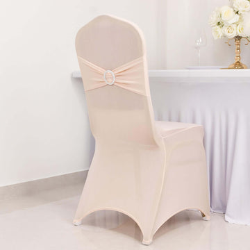 Blush Spandex Banquet Slip-On Chair Cover