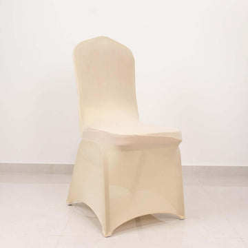 Make a Bold Statement with Beige Spandex Banquet Slip-On Chair Cover