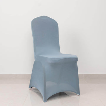 Make a Bold Statement with Dusty Blue Spandex Banquet Slip-On Chair Cover