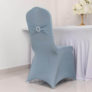 Dusty Blue Spandex Banquet Slip-On Chair Cover