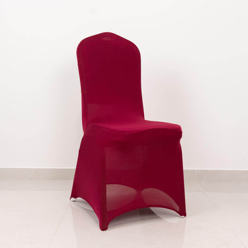 Make a Bold Statement with Burgundy Spandex Banquet Slip-On Chair Cover