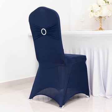 Navy Blue Spandex Banquet Slip-On Chair Cover