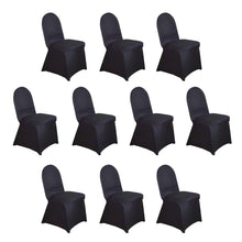 10 Pack Black Spandex Fitted Banquet Chair Covers, Reusable Stretched Slip On Chair Covers