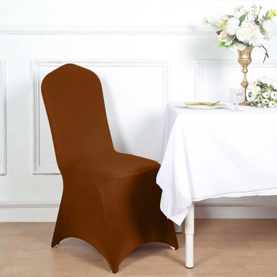Spandex Stretch Fitted Banquet Chair Cover 160GSM Cinnamon Brown - Durable Slip-On Slipcover