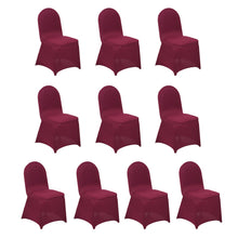 10 Pack Burgundy Spandex Fitted Banquet Chair Covers, Reusable Stretched Slip On Chair Covers