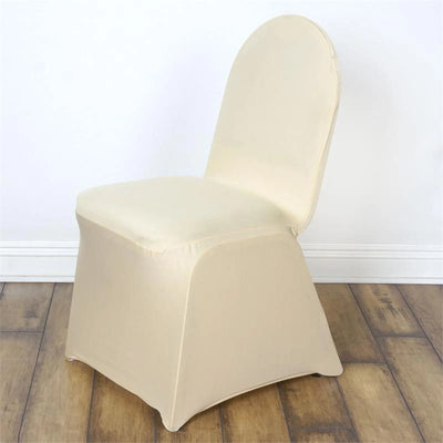 10 Pack Spandex Fitted Banquet Chair Covers Champagne - Reusable Stretch Slip-On Slipcovers
