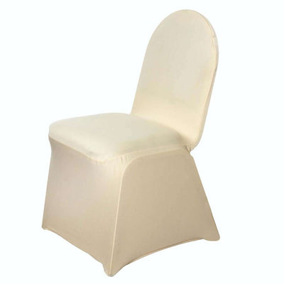 Spandex Stretch Fitted Banquet Chair Cover 160GSM Champagne - Durable Slip-On Slipcover