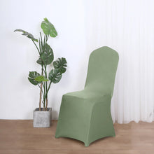 10 Pack Dusty Sage Green Spandex Fitted Banquet Chair Covers, Reusable Stretched Slip On Chair Cover