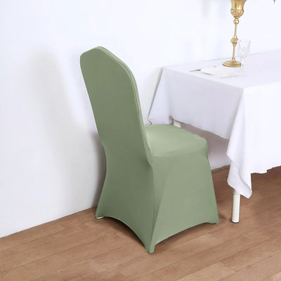 10 Pack Spandex Fitted Banquet Chair Covers Dusty Sage Green - Reusable Stretch Slip-On Slipcovers
