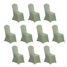 10 Pack Dusty Sage Green Spandex Fitted Banquet Chair Covers, Reusable Stretched Slip On Chair Cover