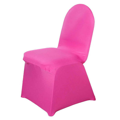 Spandex Stretch Fitted Banquet Chair Cover 160GSM Fuchsia - Durable Slip-On Slipcover