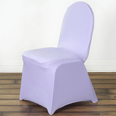 10 Pack Spandex Fitted Banquet Chair Covers Lavender Lilac - Reusable Stretch Slip-On Slipcovers