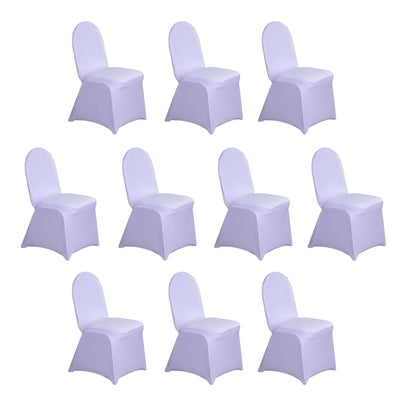10 Pack Spandex Fitted Banquet Chair Covers Lavender Lilac - Reusable Stretch Slip-On Slipcovers