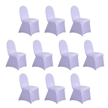 10 Pack Lavender Lilac Spandex Fitted Banquet Chair Covers, Reusable Stretched Slip On Chair Covers