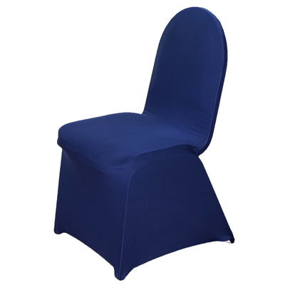 Spandex Stretch Fitted Banquet Chair Cover 160GSM Navy Blue - Durable Slip-On Slipcover