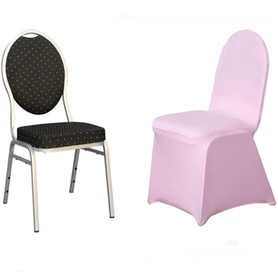 Spandex Stretch Fitted Banquet Chair Cover 160GSM Pink - Durable Slip-On Slipcover