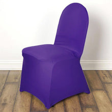 10 Pack Purple Spandex Fitted Banquet Chair Covers, Reusable Stretched Slip On Chair Covers