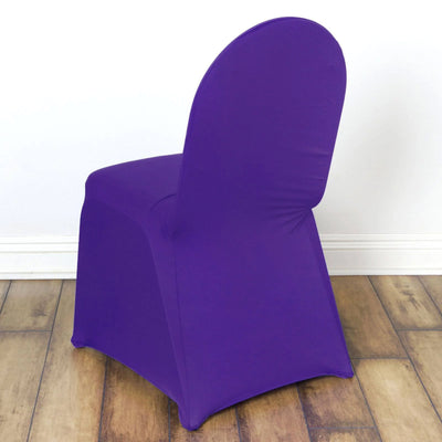 10 Pack Spandex Fitted Banquet Chair Covers Purple - Reusable Stretch Slip-On Slipcovers