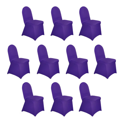 10 Pack Spandex Fitted Banquet Chair Covers Purple - Reusable Stretch Slip-On Slipcovers