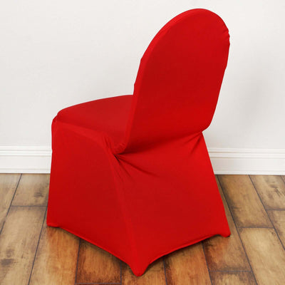 Spandex Stretch Fitted Banquet Chair Cover 160GSM Red - Durable Slip-On Slipcover