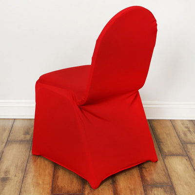 10 Pack Spandex Fitted Banquet Chair Covers Red - Reusable Stretch Slip-On Slipcovers
