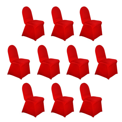 10 Pack Spandex Fitted Banquet Chair Covers Red - Reusable Stretch Slip-On Slipcovers