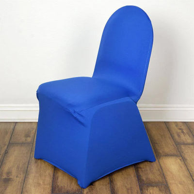 10 Pack Spandex Fitted Banquet Chair Covers Royal Blue - Reusable Stretch Slip-On Slipcovers