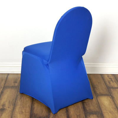 10 Pack Spandex Fitted Banquet Chair Covers Royal Blue - Reusable Stretch Slip-On Slipcovers