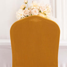 Gold Ruffle Pleated Skirt Banquet Spandex Chair Cover, 1-Piece Stretch Fitted Chair Slipcover