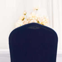 Navy Blue Ruffle Pleated Skirt Banquet Spandex Chair Cover, 1-Piece Stretch Fitted Chair Slipcover