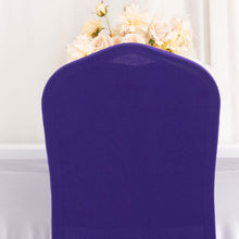 Purple Ruffle Pleated Skirt Banquet Spandex Chair Cover, 1-Piece Stretch Fitted Chair Slipcover