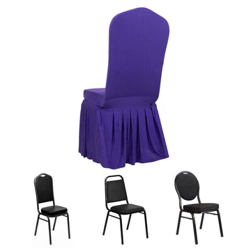 <h3 style="margin-left:0px;"><strong>Elegant Purple Ruffle Skirt Banquet Spandex Chair Cover</strong>